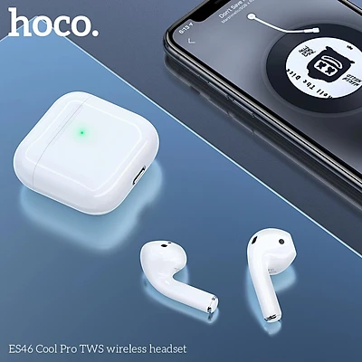 Tai Nghe Bluetooth True Wireless Mini Hoco ES46 Cool Pro V5.0 - Cảm Ứng - Định Vị - Đổi Tên Tai Nghe (Màu Trắng) - Hàng Chính Hãng